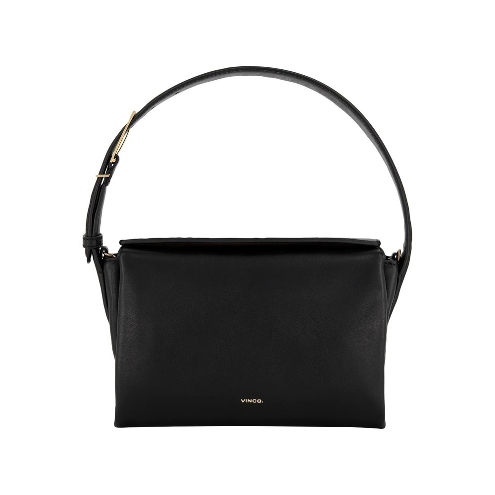 Vince Modern Boxy Leather Shoulder/Crossbody Bag Black Gold NWT Retail $348